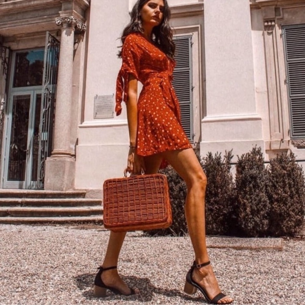 Faithfull the Brand Rust Red Polka Dot Mini Dress